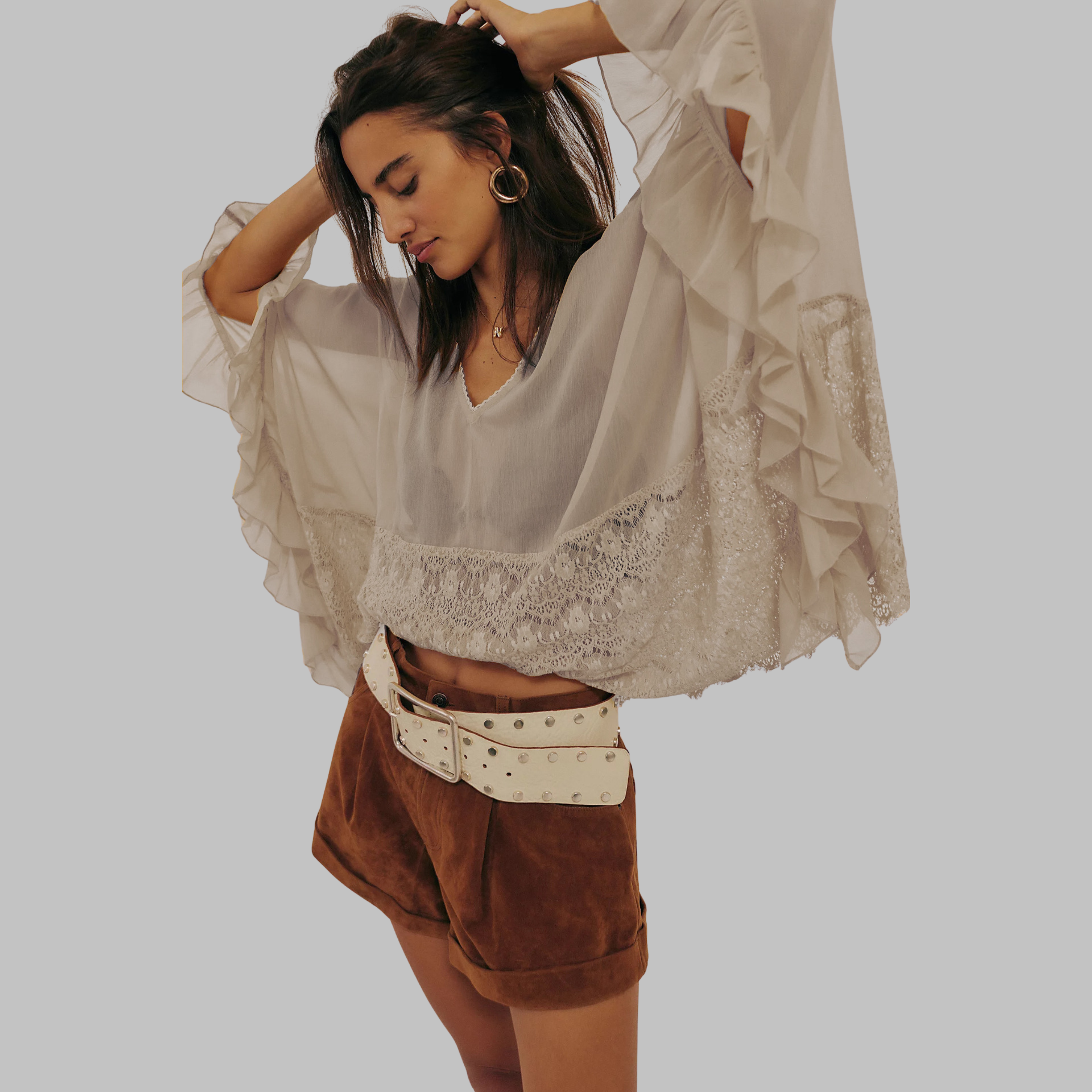 Leona Classy V-Neck Batwing Sleeve Cover-Up Top | Elegant Everyday Top