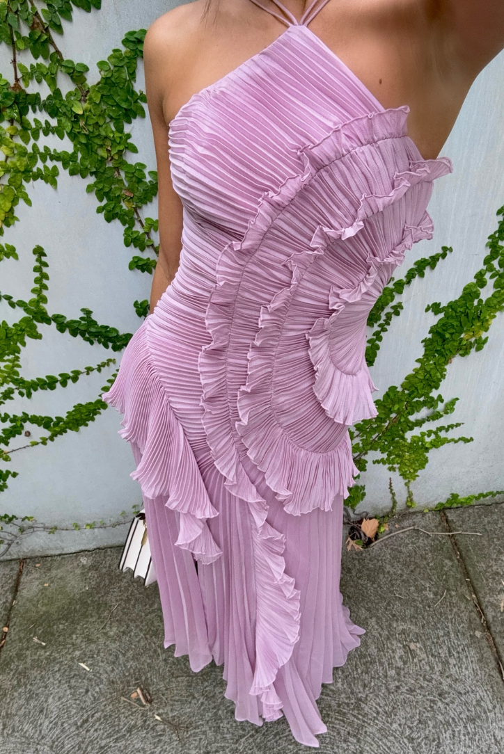 Pleated Ruffle Airy Gown Dress