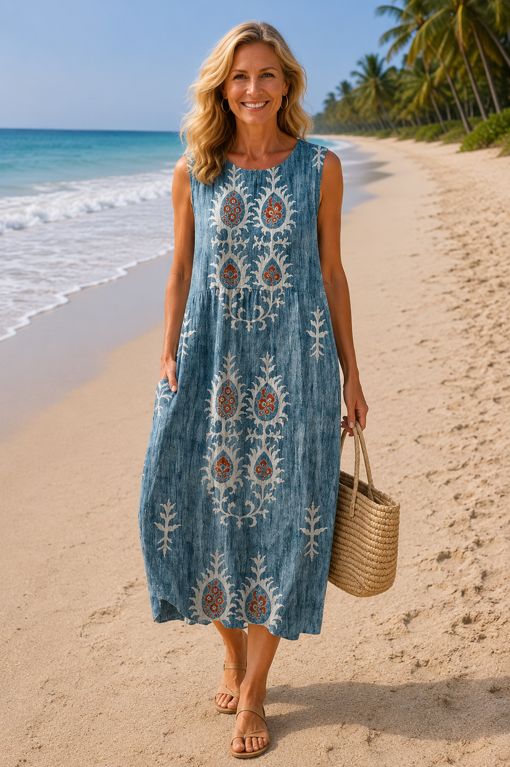 Alinta Sleeveless Boho Midi Dress