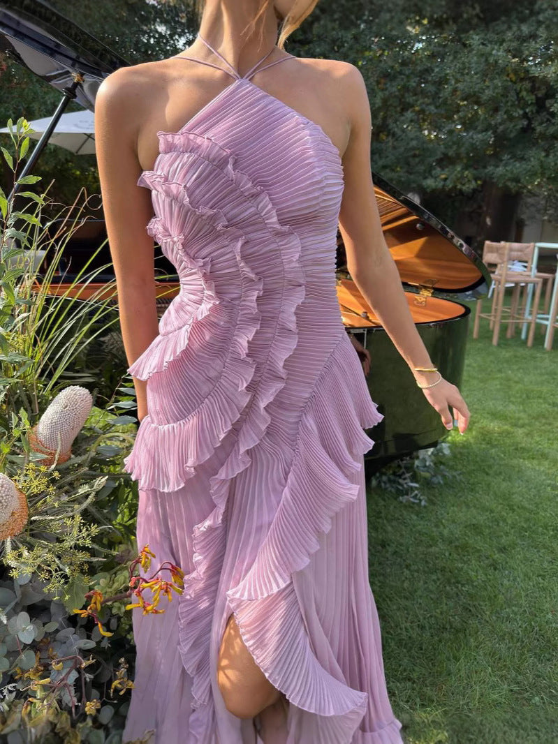 Pleated Ruffle Airy Gown Dress