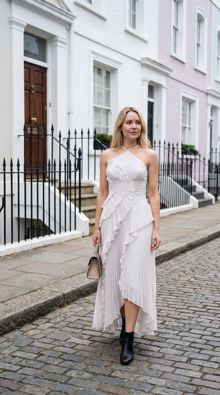 Pleated Ruffle Airy Gown Dress