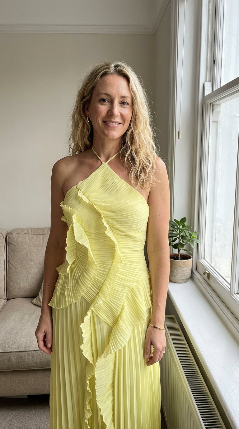 Pleated Ruffle Airy Gown Dress