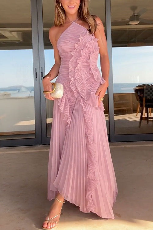 Pleated Ruffle Airy Gown Dress