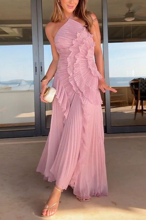 Pleated Ruffle Airy Gown Dress