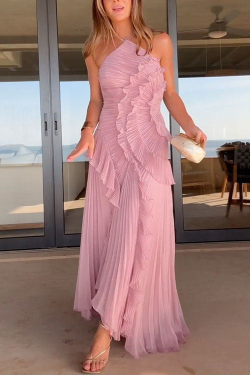 Pleated Ruffle Airy Gown Dress