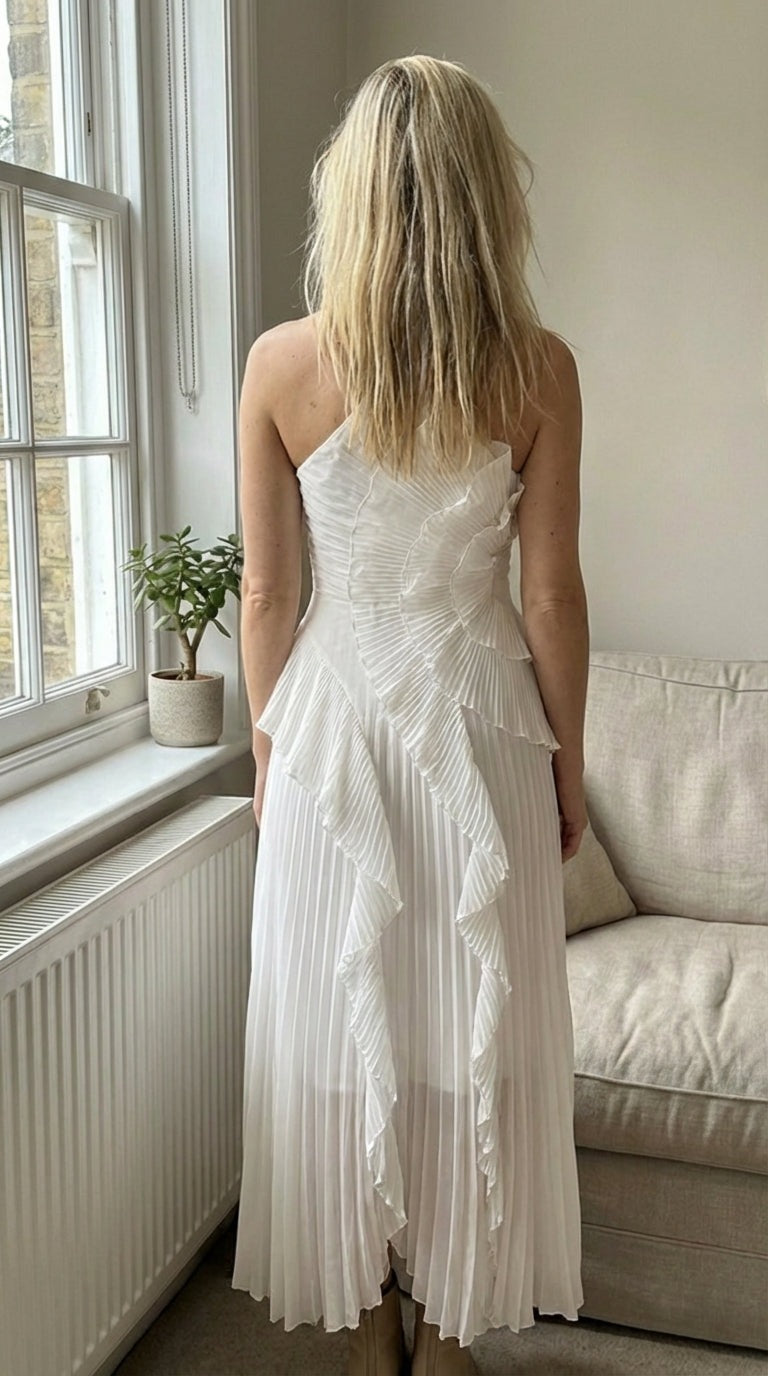 Pleated Ruffle Airy Gown Dress