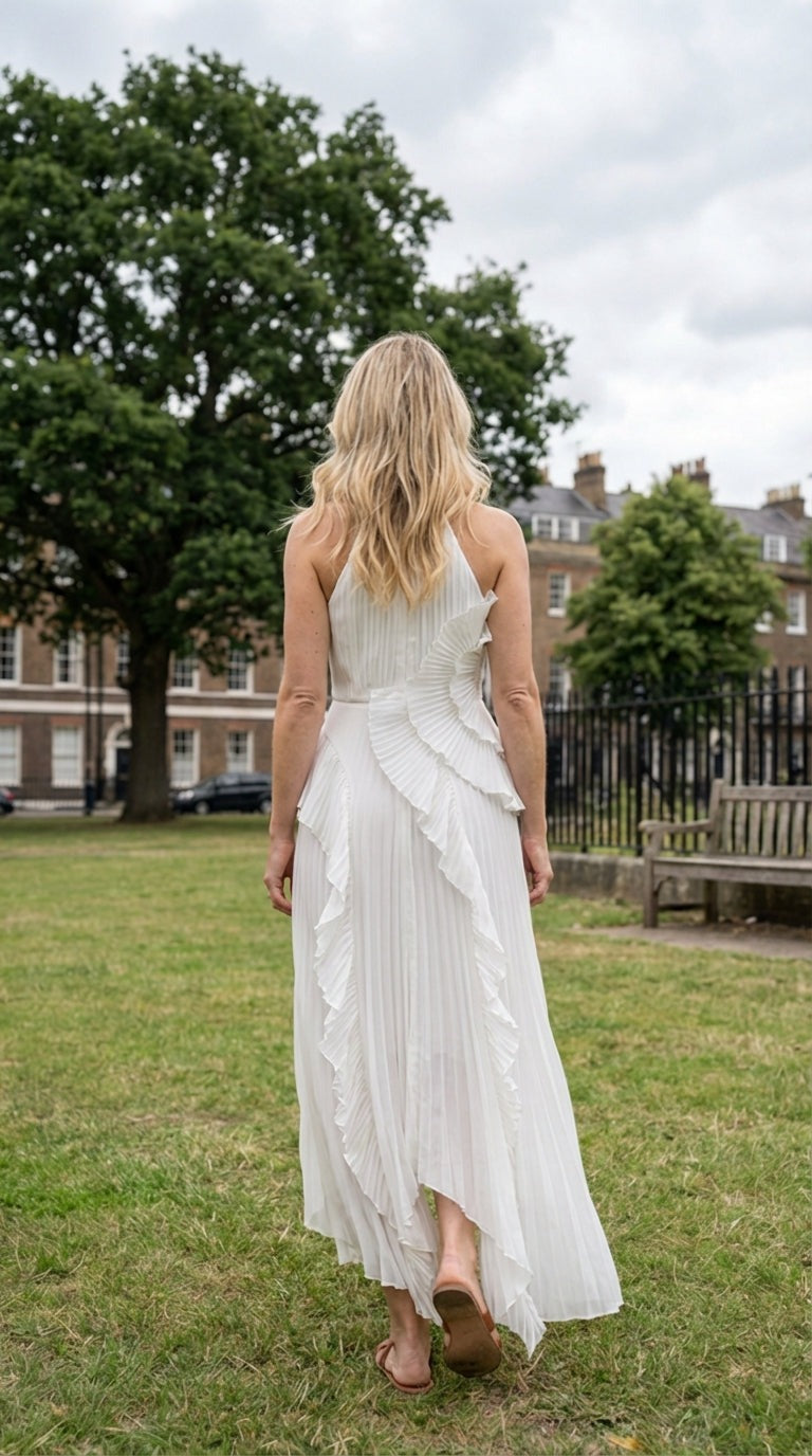 Pleated Ruffle Airy Gown Dress