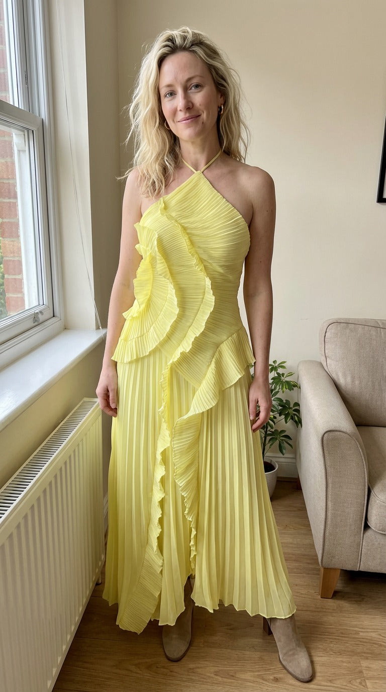 Pleated Ruffle Airy Gown Dress